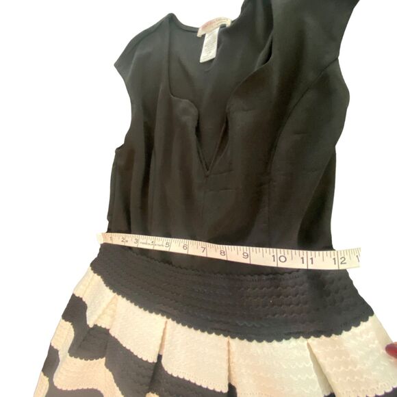 A'gaci Black and White Striped Fit and Flare Pleated  Mini skirt Dress Large - Picture 12 of 13